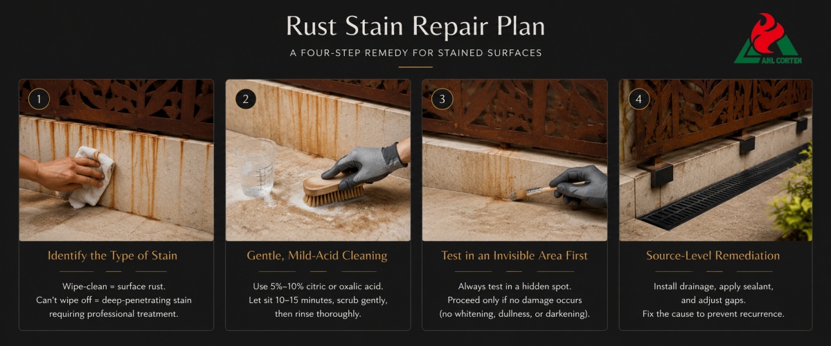 A Four-Step Remedy for Stained Surfaces for corten steel screen